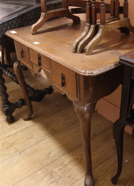 A mid 18th century oak lowboy (a.f.) W.81cm